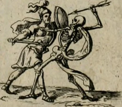 An illustration from Annus symbolicus, emblemmatice, et versu leonino : quemcumq[ue] statum hominum incitans ad animum pie recreandum : humillimè oblatus serenissimo electorali principi Carolo Alberto vtriusq[ue] Bavariae &c. duci. etc. etc. [sic] : accrescenti orbis terrae delicio, 1699, leaf 46