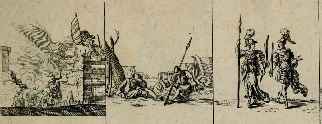 An illustration from Annus symbolicus, emblemmatice, et versu leonino : quemcumq[ue] statum hominum incitans ad animum pie recreandum : humillimè oblatus serenissimo electorali principi Carolo Alberto vtriusq[ue] Bavariae &c. duci. etc. etc. [sic] : accrescenti orbis terrae delicio, 1699, leaf 52