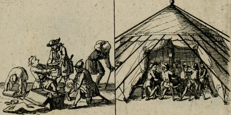 An illustration from Annus symbolicus, emblemmatice, et versu leonino : quemcumq[ue] statum hominum incitans ad animum pie recreandum : humillimè oblatus serenissimo electorali principi Carolo Alberto vtriusq[ue] Bavariae &c. duci. etc. etc. [sic] : accrescenti orbis terrae delicio, 1699, leaf 52