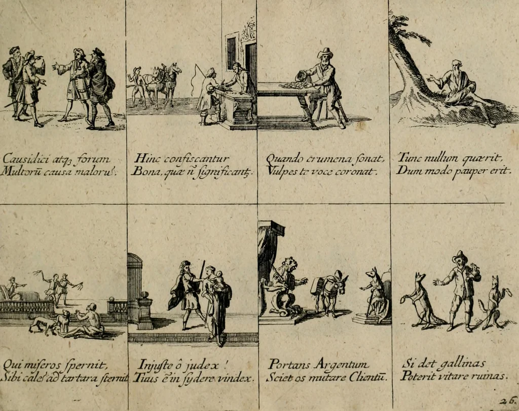 An illustration from Annus symbolicus, emblemmatice, et versu leonino : quemcumq[ue] statum hominum incitans ad animum pie recreandum : humillimè oblatus serenissimo electorali principi Carolo Alberto vtriusq[ue] Bavariae &c. duci. etc. etc. [sic] : accrescenti orbis terrae delicio, 1699, leaf 58
