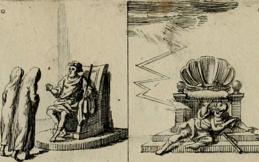 An illustration from Annus symbolicus, emblemmatice, et versu leonino : quemcumq[ue] statum hominum incitans ad animum pie recreandum : humillimè oblatus serenissimo electorali principi Carolo Alberto vtriusq[ue] Bavariae &c. duci. etc. etc. [sic] : accrescenti orbis terrae delicio, 1699, leaf 60