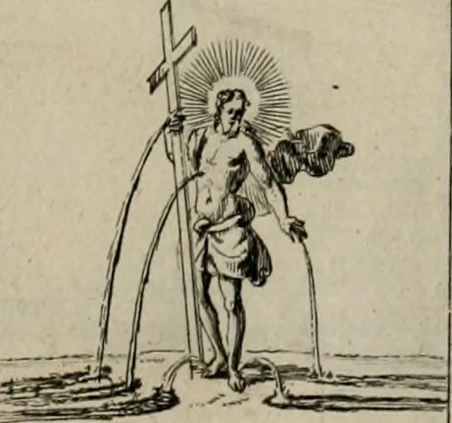 An illustration from Annus symbolicus, emblemmatice, et versu leonino : quemcumq[ue] statum hominum incitans ad animum pie recreandum : humillimè oblatus serenissimo electorali principi Carolo Alberto vtriusq[ue] Bavariae &c. duci. etc. etc. [sic] : accrescenti orbis terrae delicio, 1699, leaf 66