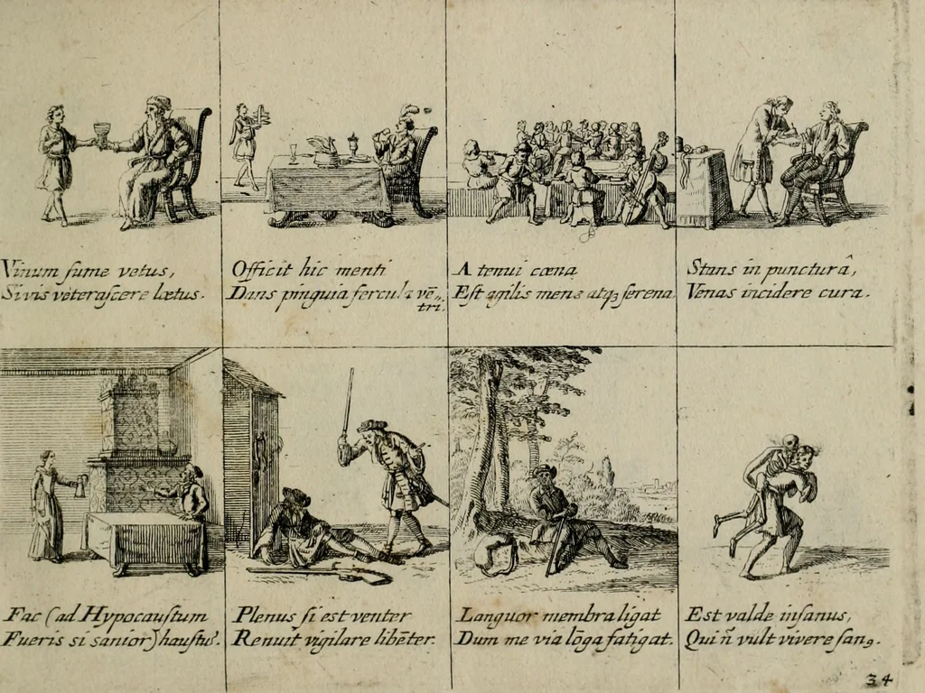 An illustration from Annus symbolicus, emblemmatice, et versu leonino : quemcumq[ue] statum hominum incitans ad animum pie recreandum : humillimè oblatus serenissimo electorali principi Carolo Alberto vtriusq[ue] Bavariae &c. duci. etc. etc. [sic] : accrescenti orbis terrae delicio, 1699, leaf 74