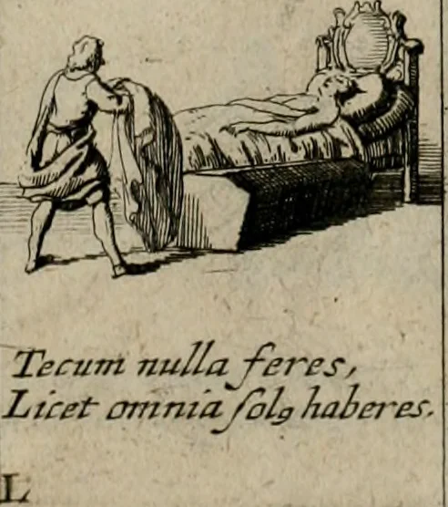An illustration from Annus symbolicus, emblemmatice, et versu leonino : quemcumq[ue] statum hominum incitans ad animum pie recreandum : humillimè oblatus serenissimo electorali principi Carolo Alberto vtriusq[ue] Bavariae &c. duci. etc. etc. [sic] : accrescenti orbis terrae delicio, 1699, leaf 92
