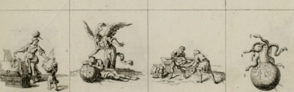 An illustration from Annus symbolicus, emblemmatice, et versu leonino : quemcumq[ue] statum hominum incitans ad animum pie recreandum. Humillimè oblatus serenissimo electorali principi Iosepho Ferdinando vtriusq[ue] Bavariae &c. duci. etc. etc. Accrescenti orbis terrae delicio, 1696, leaf 10
