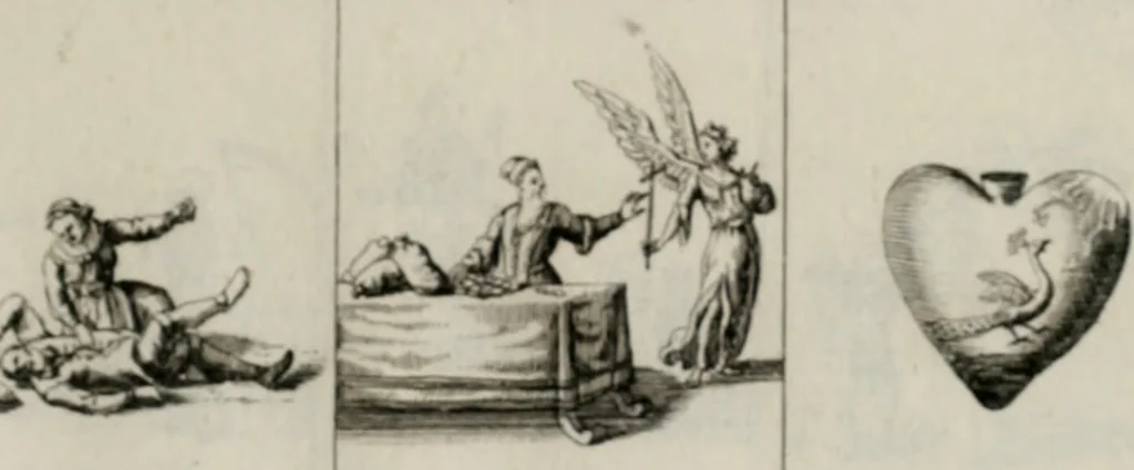 An illustration from Annus symbolicus, emblemmatice, et versu leonino : quemcumq[ue] statum hominum incitans ad animum pie recreandum. Humillimè oblatus serenissimo electorali principi Iosepho Ferdinando vtriusq[ue] Bavariae &c. duci. etc. etc. Accrescenti orbis terrae delicio, 1696, leaf 36