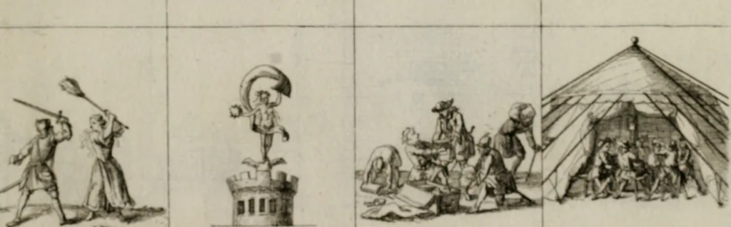 An illustration from Annus symbolicus, emblemmatice, et versu leonino : quemcumq[ue] statum hominum incitans ad animum pie recreandum. Humillimè oblatus serenissimo electorali principi Iosepho Ferdinando vtriusq[ue] Bavariae &c. duci. etc. etc. Accrescenti orbis terrae delicio, 1696, leaf 50