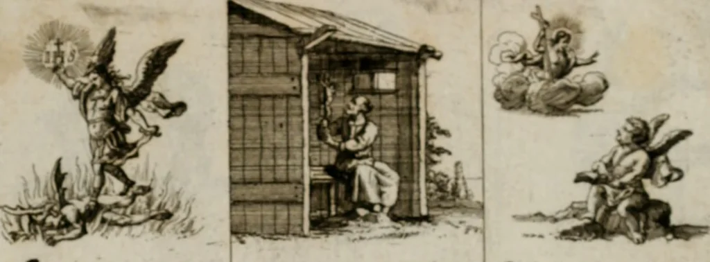 An illustration from Annus symbolicus, emblemmatice, et versu leonino : quemcumq[ue] statum hominum incitans ad animum pie recreandum. Humillimè oblatus serenissimo electorali principi Iosepho Ferdinando vtriusq[ue] Bavariae &c. duci. etc. etc. Accrescenti orbis terrae delicio, 1696, leaf 6