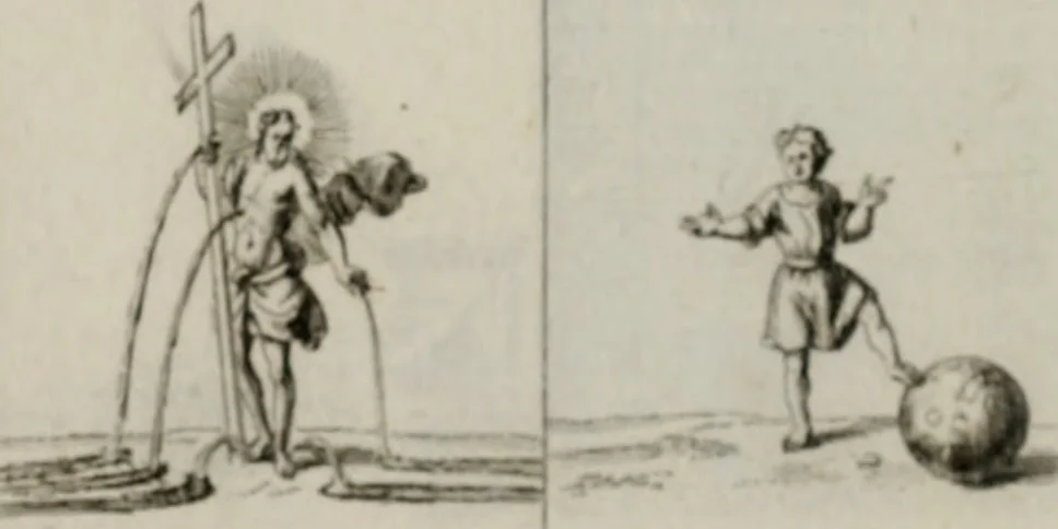 An illustration from Annus symbolicus, emblemmatice, et versu leonino : quemcumq[ue] statum hominum incitans ad animum pie recreandum. Humillimè oblatus serenissimo electorali principi Iosepho Ferdinando vtriusq[ue] Bavariae &c. duci. etc. etc. Accrescenti orbis terrae delicio, 1696, leaf 64