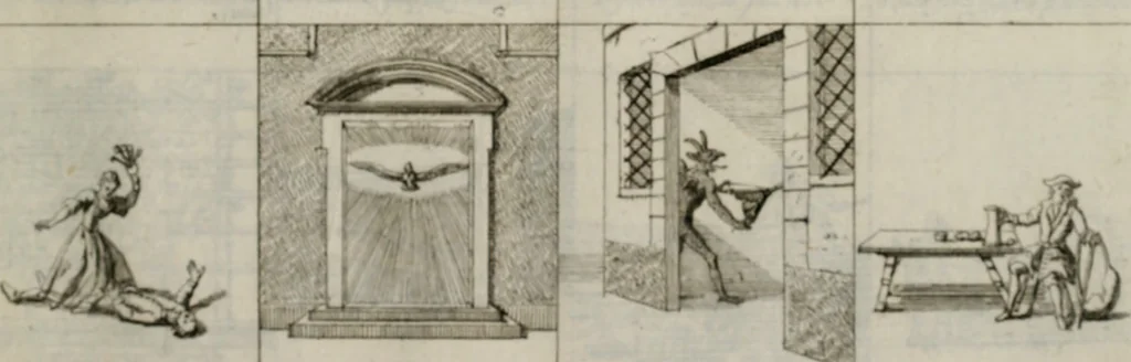 An illustration from Annus symbolicus, emblemmatice, et versu leonino : quemcumq[ue] statum hominum incitans ad animum pie recreandum. Humillimè oblatus serenissimo electorali principi Iosepho Ferdinando vtriusq[ue] Bavariae &c. duci. etc. etc. Accrescenti orbis terrae delicio, 1696, leaf 80