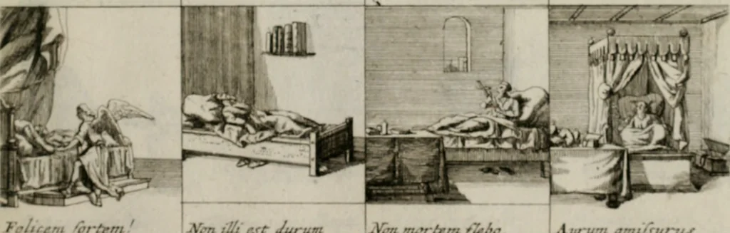 An illustration from Annus symbolicus, emblemmatice, et versu leonino : quemcumq[ue] statum hominum incitans ad animum pie recreandum. Humillimè oblatus serenissimo electorali principi Iosepho Ferdinando vtriusq[ue] Bavariae &c. duci. etc. etc. Accrescenti orbis terrae delicio, 1696, leaf 84