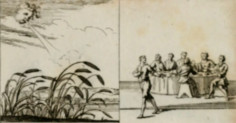 An illustration from Annus symbolicus, emblemmatice, et versu leonino : quemcumq[ue] statum hominum incitans ad animum pie recreandum. Humillimè oblatus serenissimo electorali principi Iosepho Ferdinando vtriusq[ue] Bavariae &c. duci. etc. etc. Accrescenti orbis terrae delicio, 1696, leaf 92