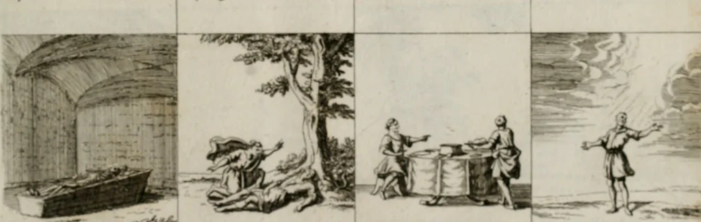 An illustration from Annus symbolicus, emblemmatice, et versu leonino : quemcumq[ue] statum hominum incitans ad animum pie recreandum. Humillimè oblatus serenissimo electorali principi Iosepho Ferdinando vtriusq[ue] Bavariae &c. duci. etc. etc. Accrescenti orbis terrae delicio, 1696, leaf 94