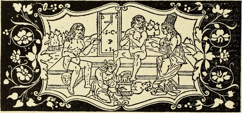 An illustration from Der anonyme Meister des Poliphilo; eine Studie zur italienischen Buchillustration und zur Antike in der Kunst des Quattrocento, 1904, leaf 49