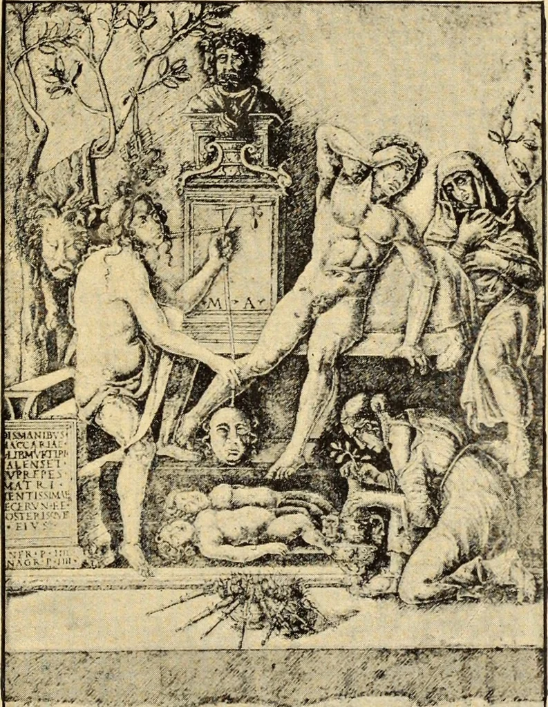 An illustration from Der anonyme Meister des Poliphilo; eine Studie zur italienischen Buchillustration und zur Antike in der Kunst des Quattrocento, 1904, leaf 50