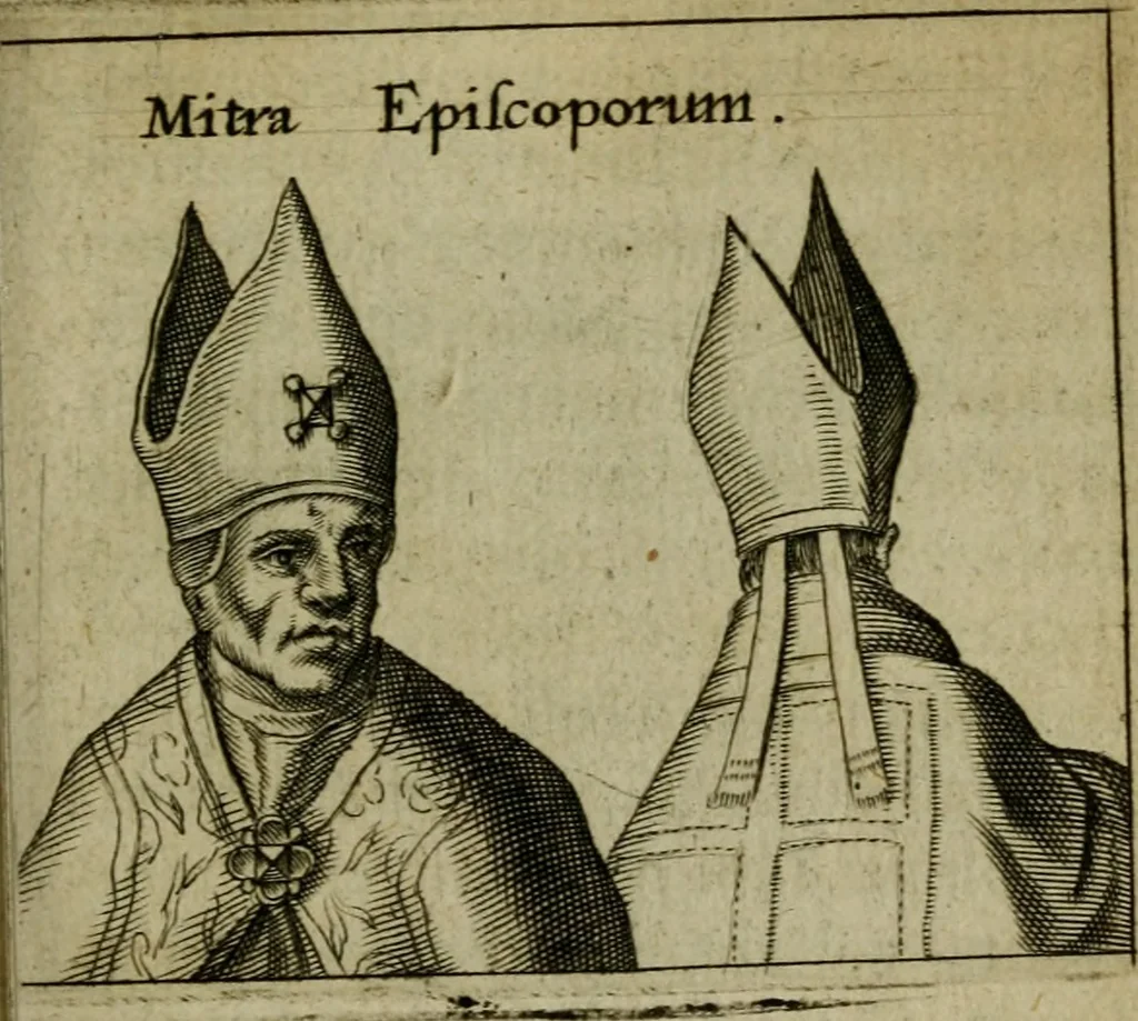 An illustration from Anselmus Solerius cemeliensis De pileo : caeterisque capitis tegminibus tam sacris, quàm profanis, 1672, leaf 306
