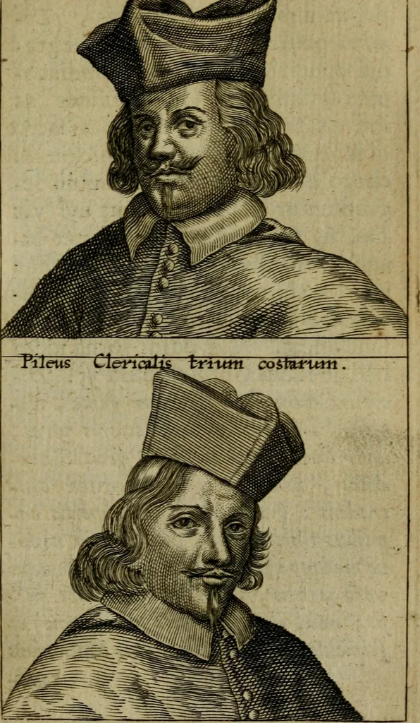 An illustration from Anselmus Solerius cemeliensis De pileo : caeterisque capitis tegminibus tam sacris, quàm profanis, 1672, leaf 314