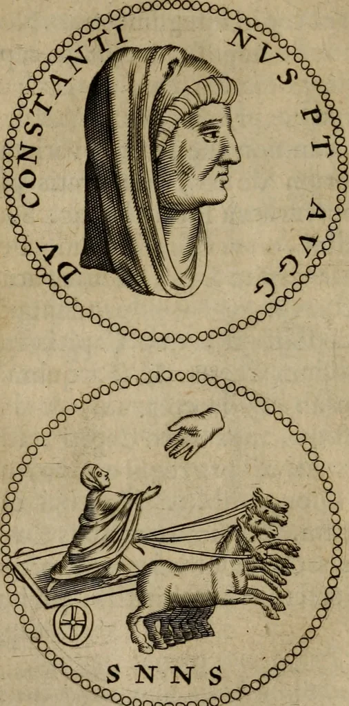 An illustration from Anselmus Solerius cemeliensis De pileo : caeterisque capitis tegminibus tam sacris, quàm profanis, 1672, leaf 39