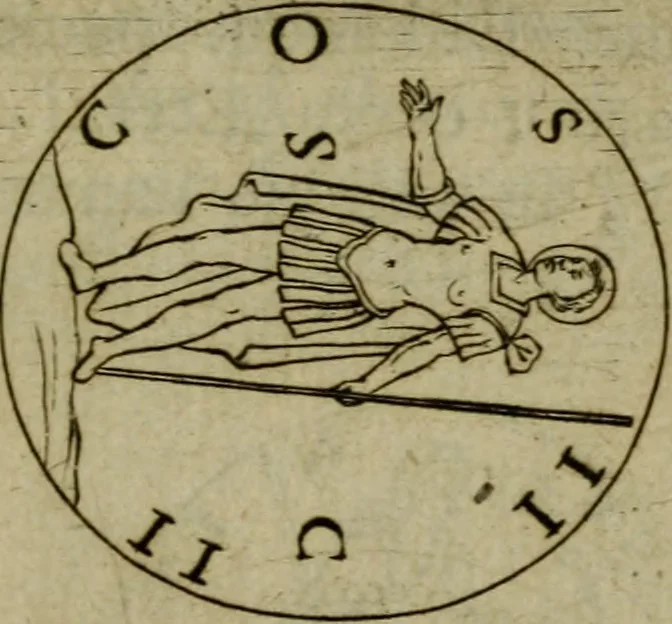 An illustration from Anselmus Solerius cemeliensis De pileo : caeterisque capitis tegminibus tam sacris, quàm profanis, 1672, leaf 402