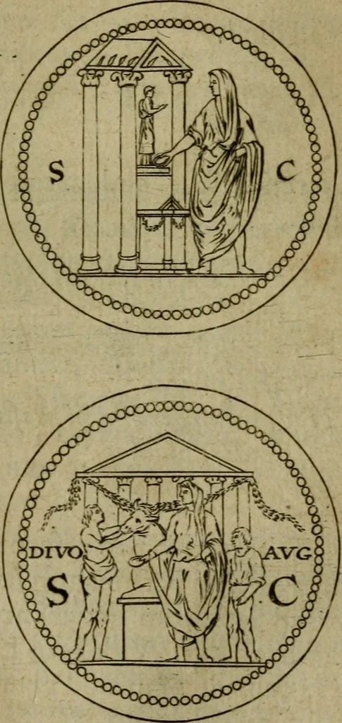 An illustration from Anselmus Solerius cemeliensis De pileo : caeterisque capitis tegminibus tam sacris, quàm profanis, 1672, leaf 42