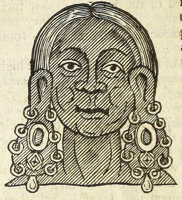 An illustration from Anthropometamorphosis: man transform'd: or, The artificiall changling, historically presented, in the mad and cruel gallantry, foolish bravery, ridiculous beauty, filthy finenesse, and loathsome loveliness of most nations, fashioning and altering their bodies from the mould intended by nature; with figures of those transformations. To which artificial and affected deformations are added, all the native and national monstrosities that have appeared to disfigure the humane fabrick. With a vindication of the regular beauty and honesty of nature, 1653, leaf 206