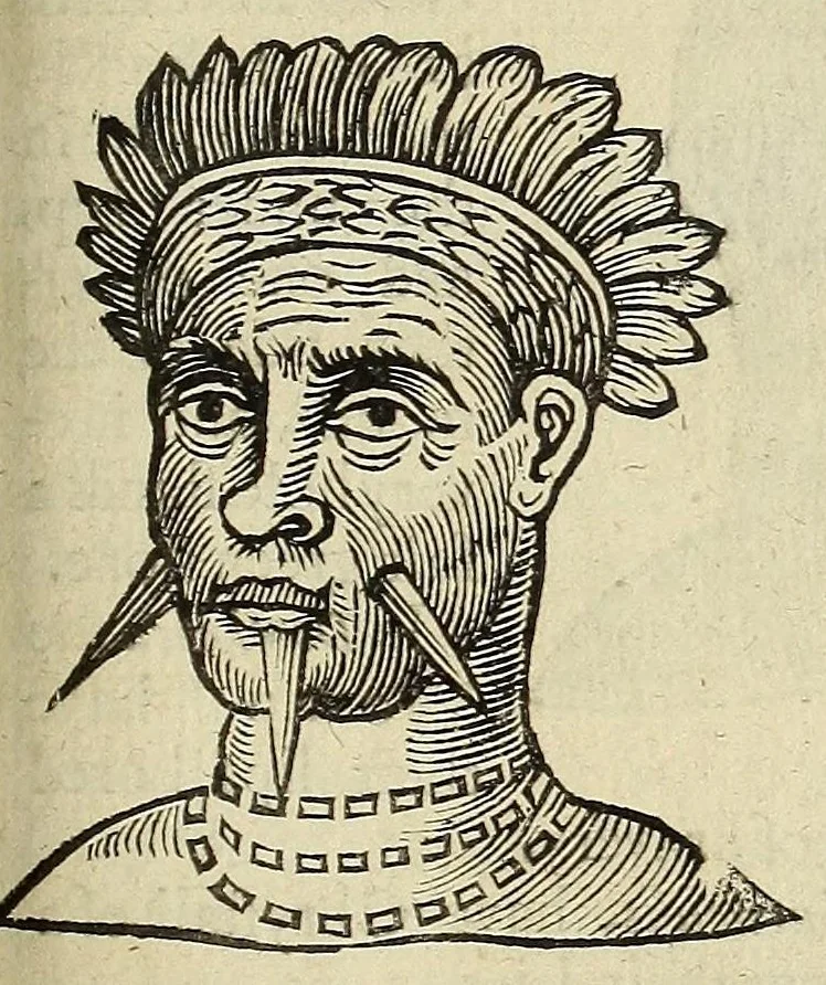 An illustration from Anthropometamorphosis: man transform'd: or, The artificiall changling, historically presented, in the mad and cruel gallantry, foolish bravery, ridiculous beauty, filthy finenesse, and loathsome loveliness of most nations, fashioning and altering their bodies from the mould intended by nature; with figures of those transformations. To which artificial and affected deformations are added, all the native and national monstrosities that have appeared to disfigure the humane fabrick. With a vindication of the regular beauty and honesty of nature, 1653, leaf 235
