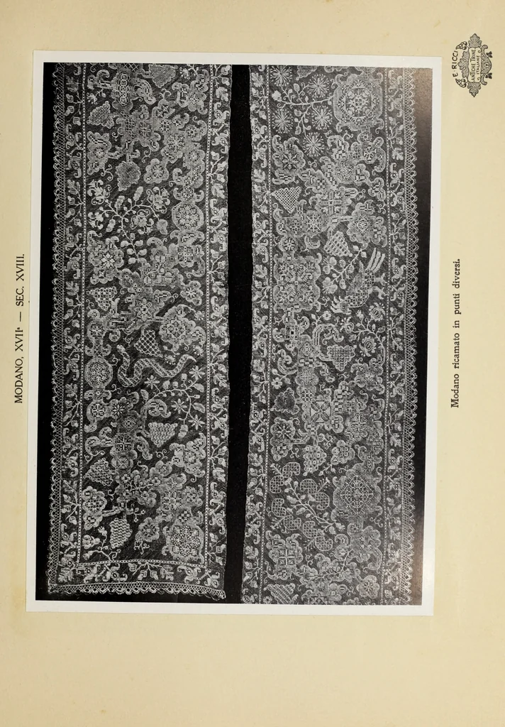 An illustration from Antiche trine italiane : trine ad ago, 1908, leaf 102