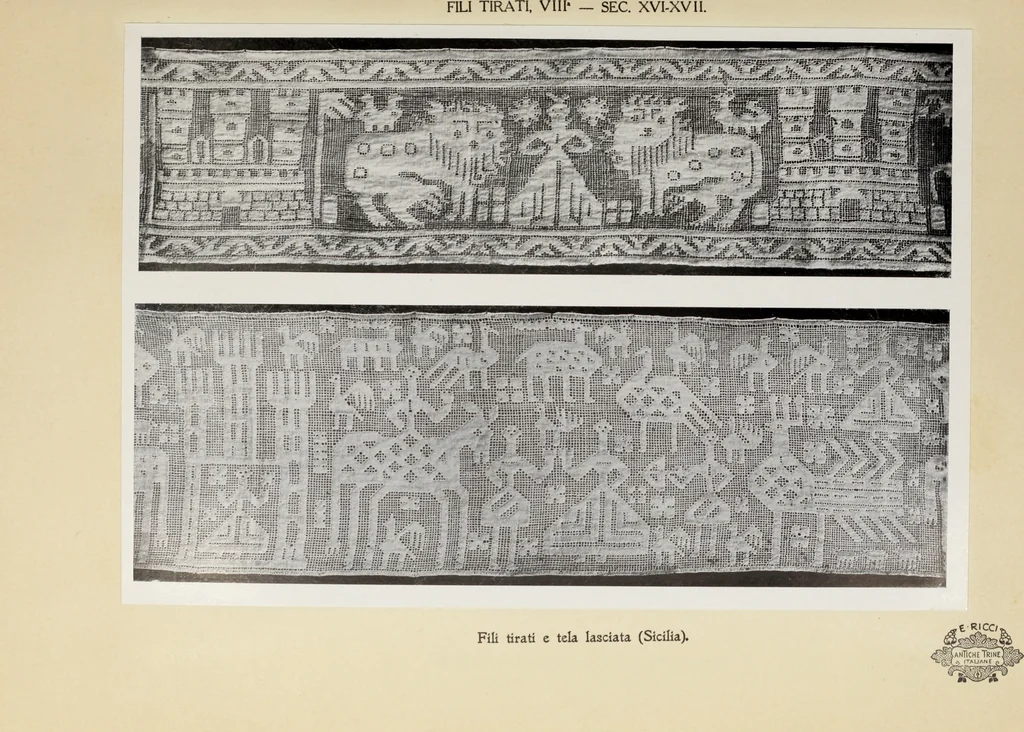 An illustration from Antiche trine italiane : trine ad ago, 1908, leaf 118