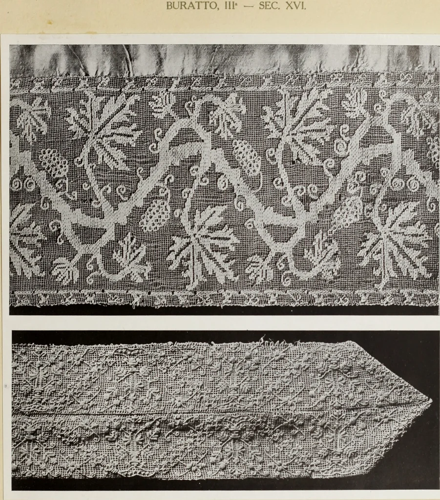 An illustration from Antiche trine italiane : trine ad ago, 1908, leaf 128