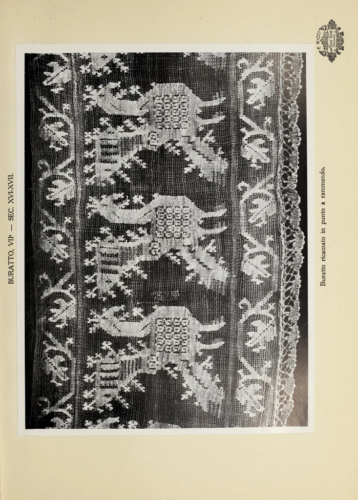 An illustration from Antiche trine italiane : trine ad ago, 1908, leaf 136