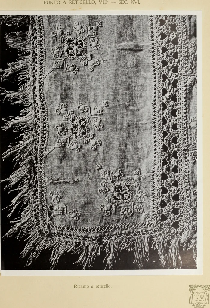 An illustration from Antiche trine italiane : trine ad ago, 1908, leaf 182