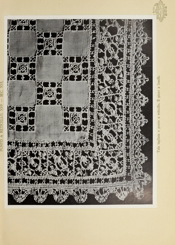 An illustration from Antiche trine italiane : trine ad ago, 1908, leaf 198