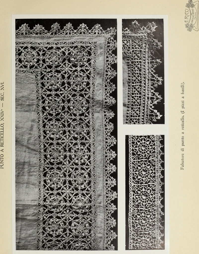 An illustration from Antiche trine italiane : trine ad ago, 1908, leaf 214