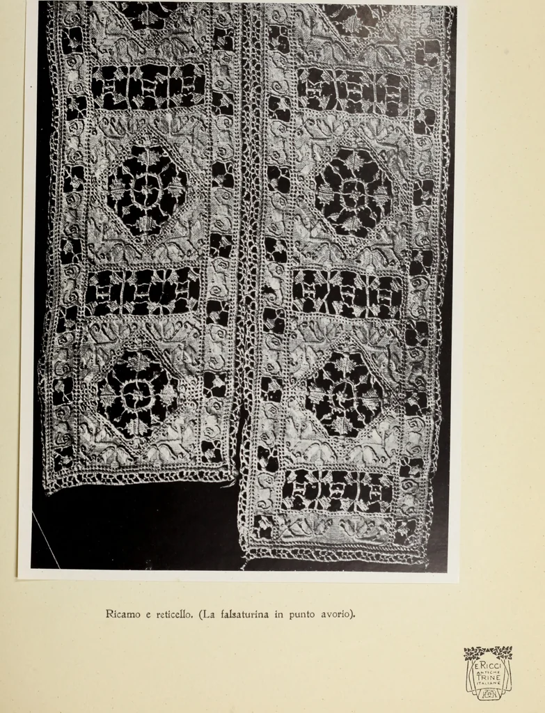 An illustration from Antiche trine italiane : trine ad ago, 1908, leaf 220