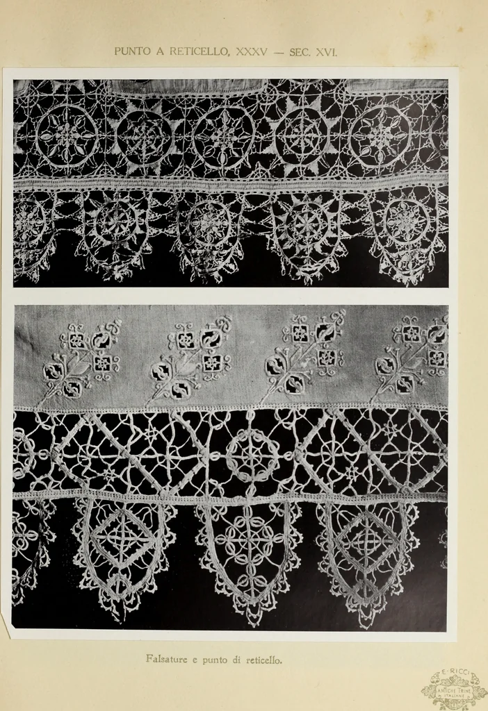 An illustration from Antiche trine italiane : trine ad ago, 1908, leaf 236