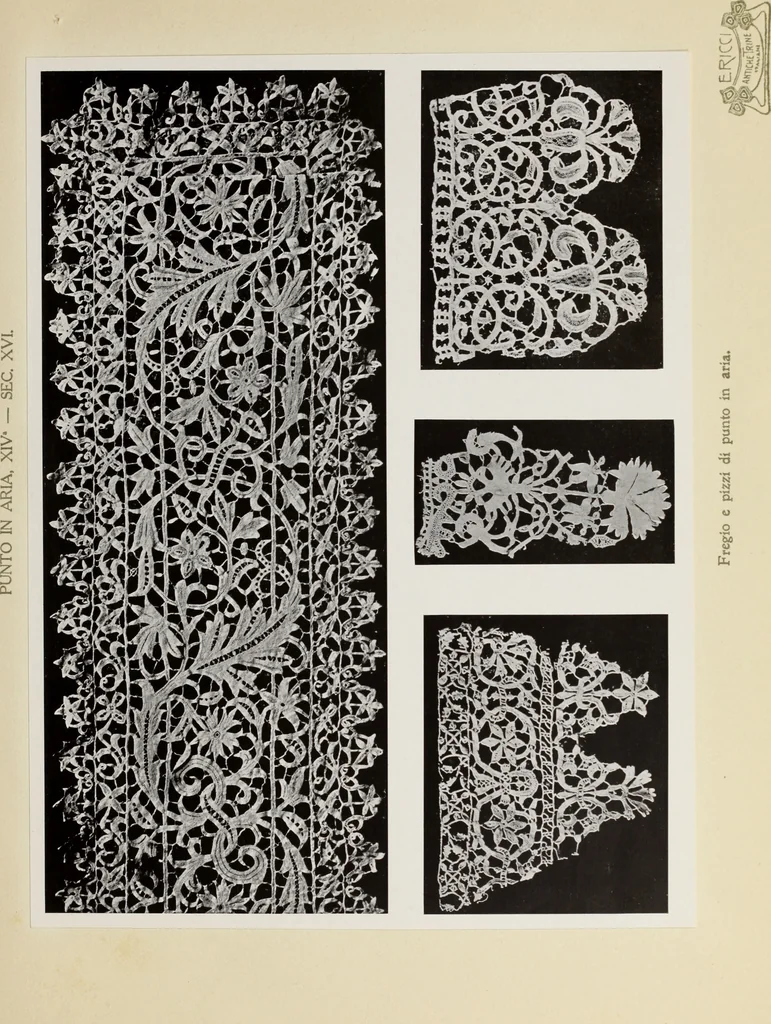 An illustration from Antiche trine italiane : trine ad ago, 1908, leaf 336