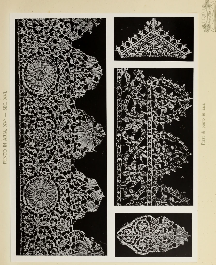 An illustration from Antiche trine italiane : trine ad ago, 1908, leaf 338