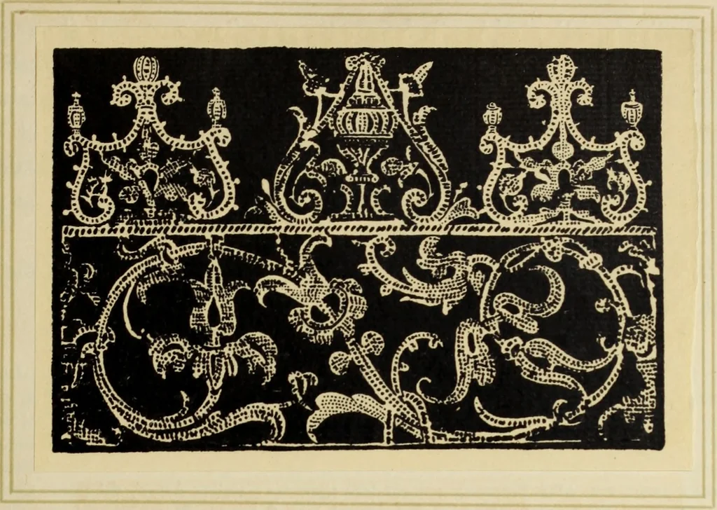 An illustration from Antiche trine italiane : trine ad ago, 1908, leaf 40