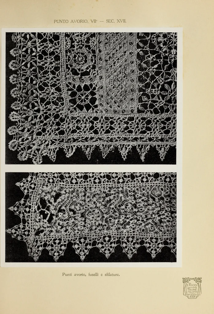 An illustration from Antiche trine italiane : trine ad ago, 1908, leaf 436