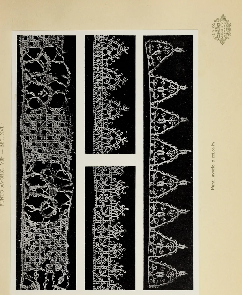 An illustration from Antiche trine italiane : trine ad ago, 1908, leaf 438