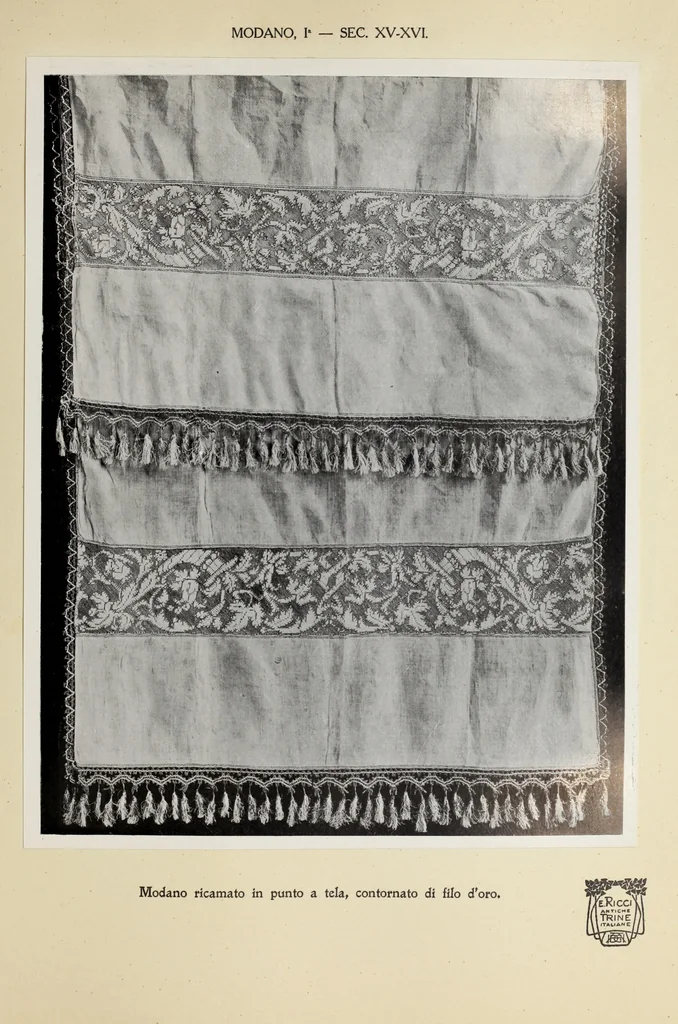 An illustration from Antiche trine italiane : trine ad ago, 1908, leaf 70