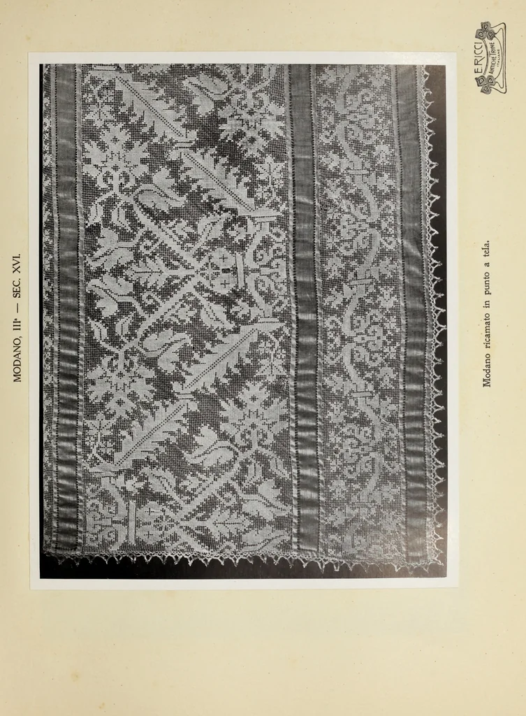 An illustration from Antiche trine italiane : trine ad ago, 1908, leaf 74