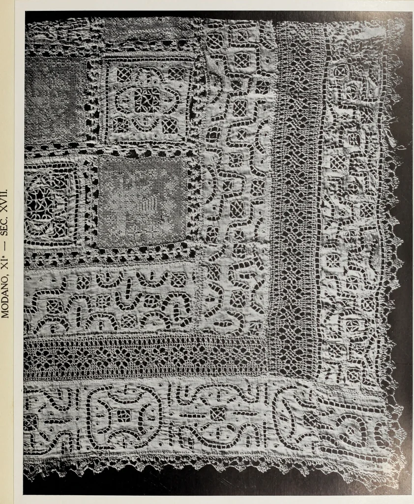 An illustration from Antiche trine italiane : trine ad ago, 1908, leaf 90