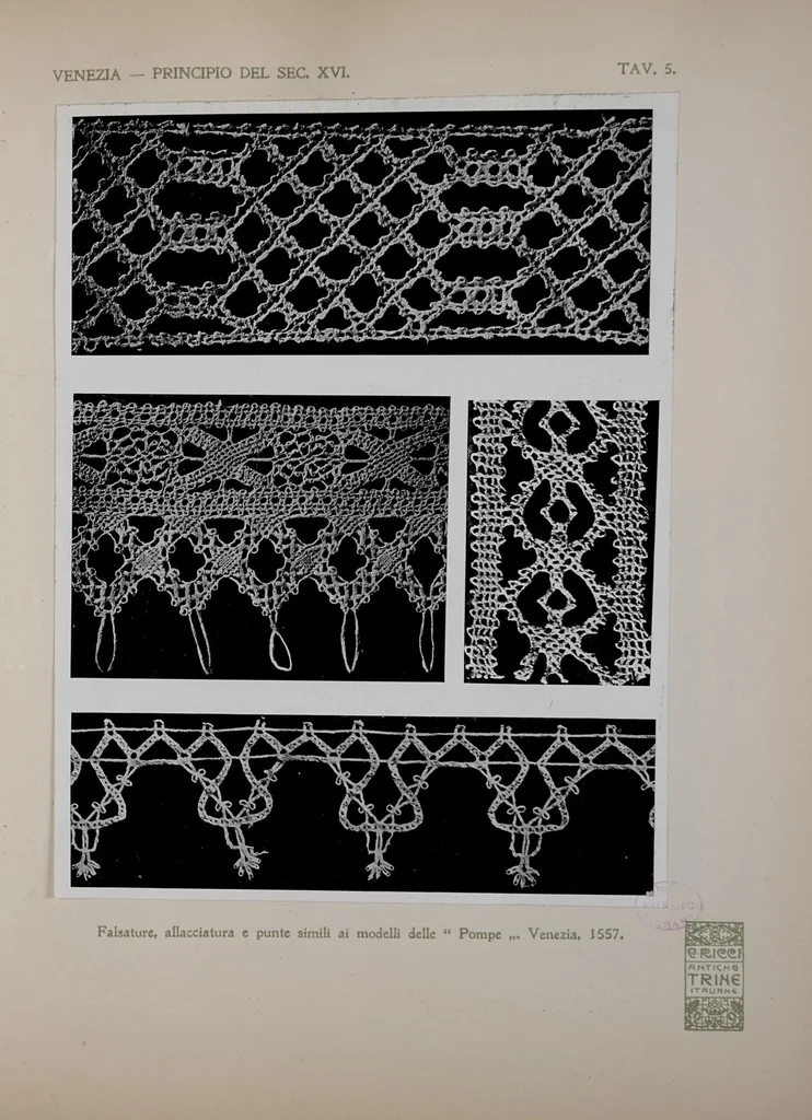 An illustration from Antiche trine italiane : trine a fuselli, 1911, leaf 106
