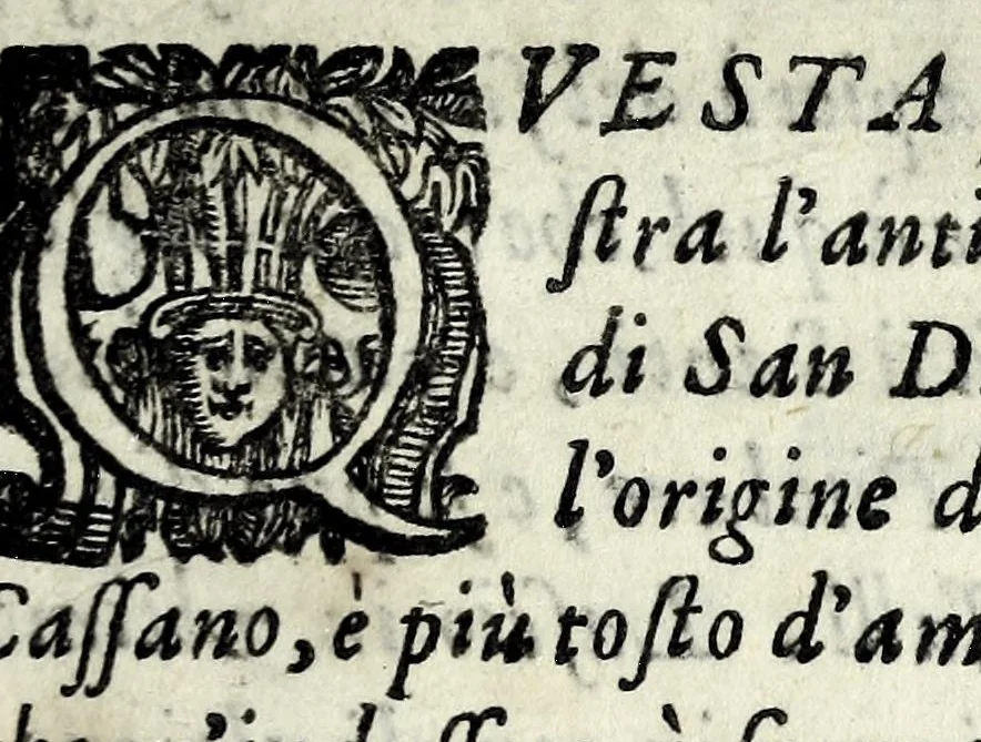 An illustration from Antichità della chiesa di S. Dionigi, et origine del nome di Cassano Geradadda, 1617, leaf 9