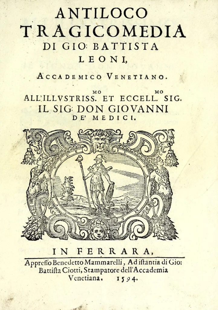 An illustration from Antiloco : tragicomedia, 1594, leaf 5