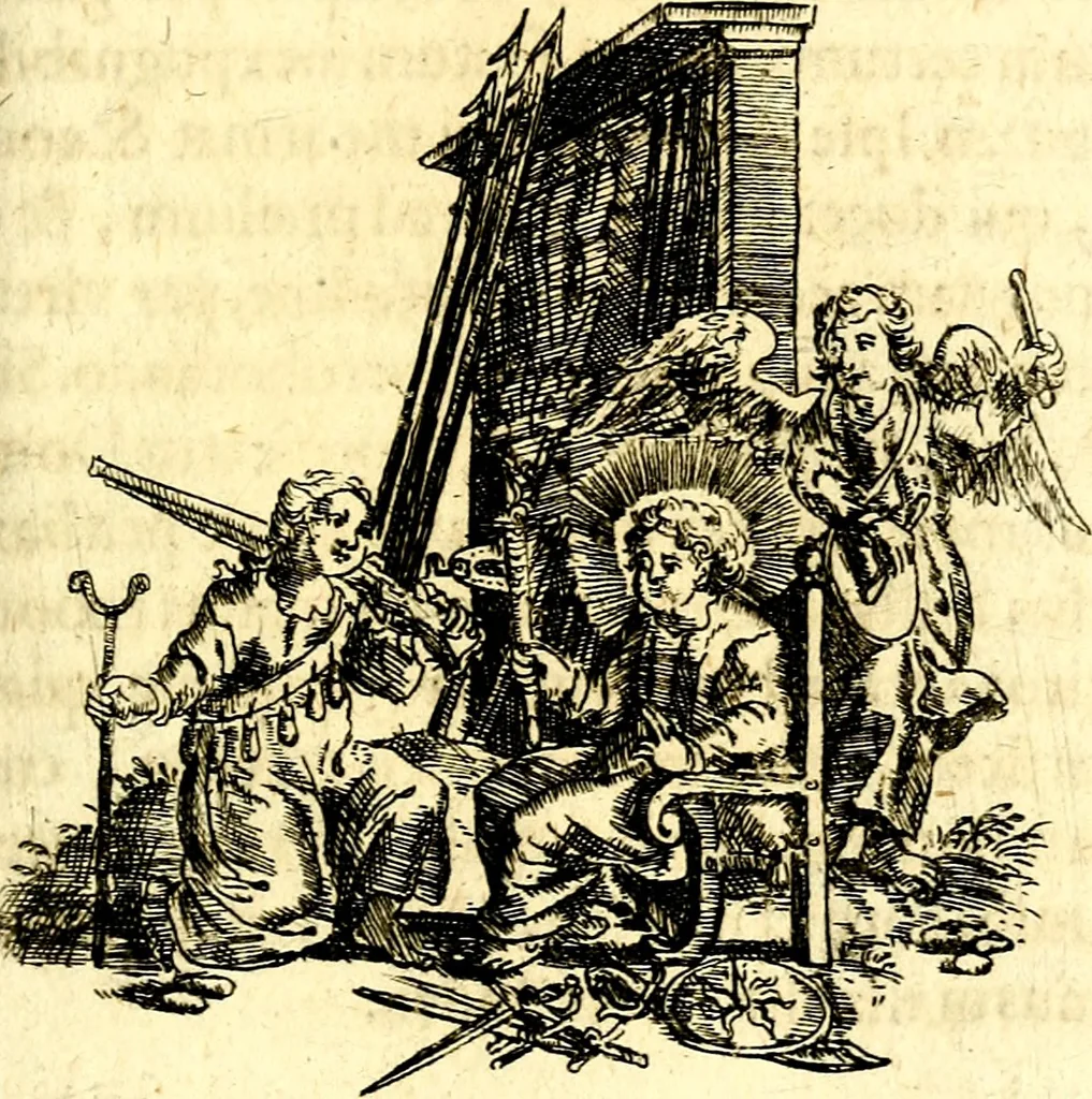An illustration from Antipathia Amoris Divini et Humani duobus Libris comprehensa, per themata et sententias, insuper et Figuras aeneas, adjectis versibus Gallicis et Hispanicis, illustrata, antehac Antuerpiae Typis data, 1694, leaf 134
