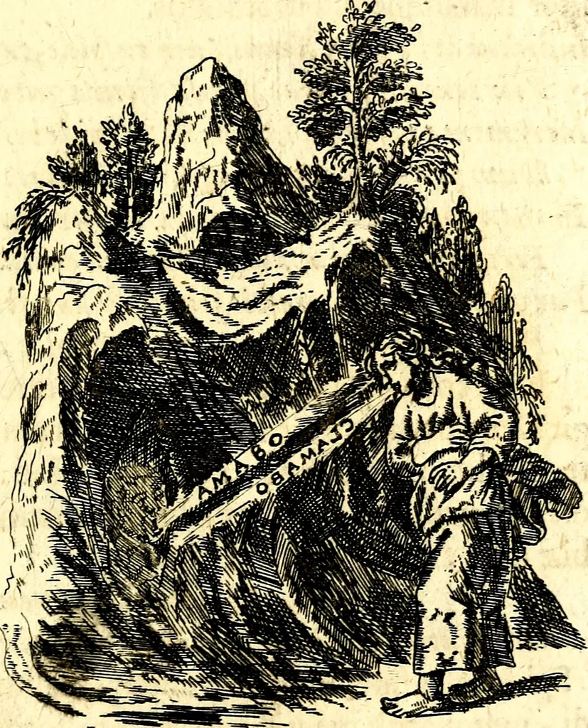 An illustration from Antipathia Amoris Divini et Humani duobus Libris comprehensa, per themata et sententias, insuper et Figuras aeneas, adjectis versibus Gallicis et Hispanicis, illustrata, antehac Antuerpiae Typis data, 1694, leaf 144