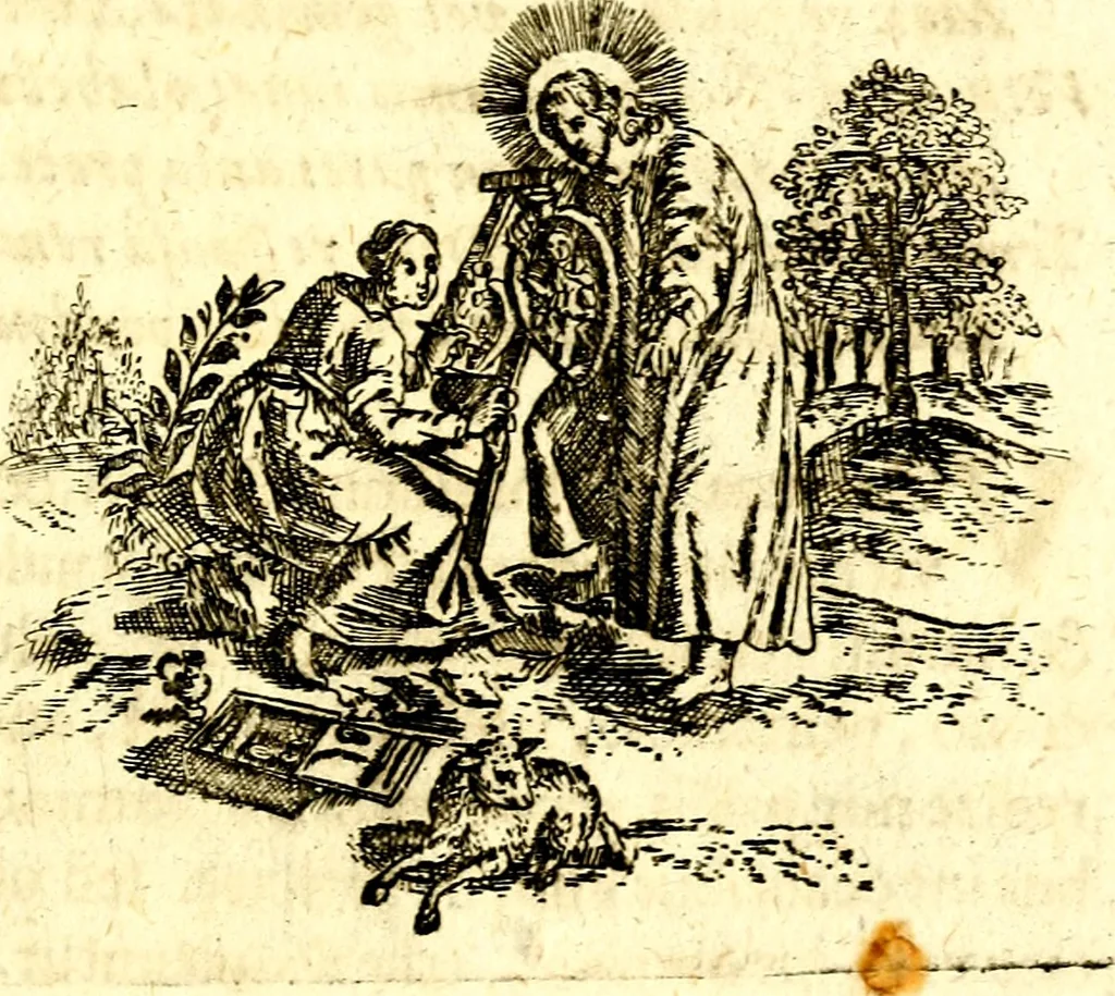 An illustration from Antipathia Amoris Divini et Humani duobus Libris comprehensa, per themata et sententias, insuper et Figuras aeneas, adjectis versibus Gallicis et Hispanicis, illustrata, antehac Antuerpiae Typis data, 1694, leaf 148