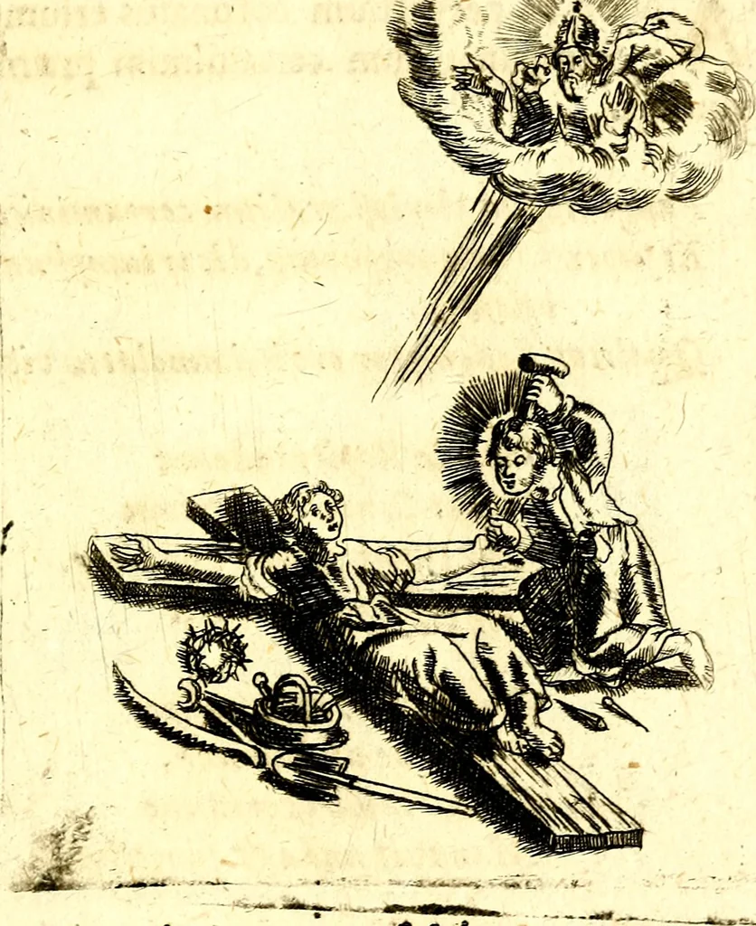 An illustration from Antipathia Amoris Divini et Humani duobus Libris comprehensa, per themata et sententias, insuper et Figuras aeneas, adjectis versibus Gallicis et Hispanicis, illustrata, antehac Antuerpiae Typis data, 1694, leaf 166